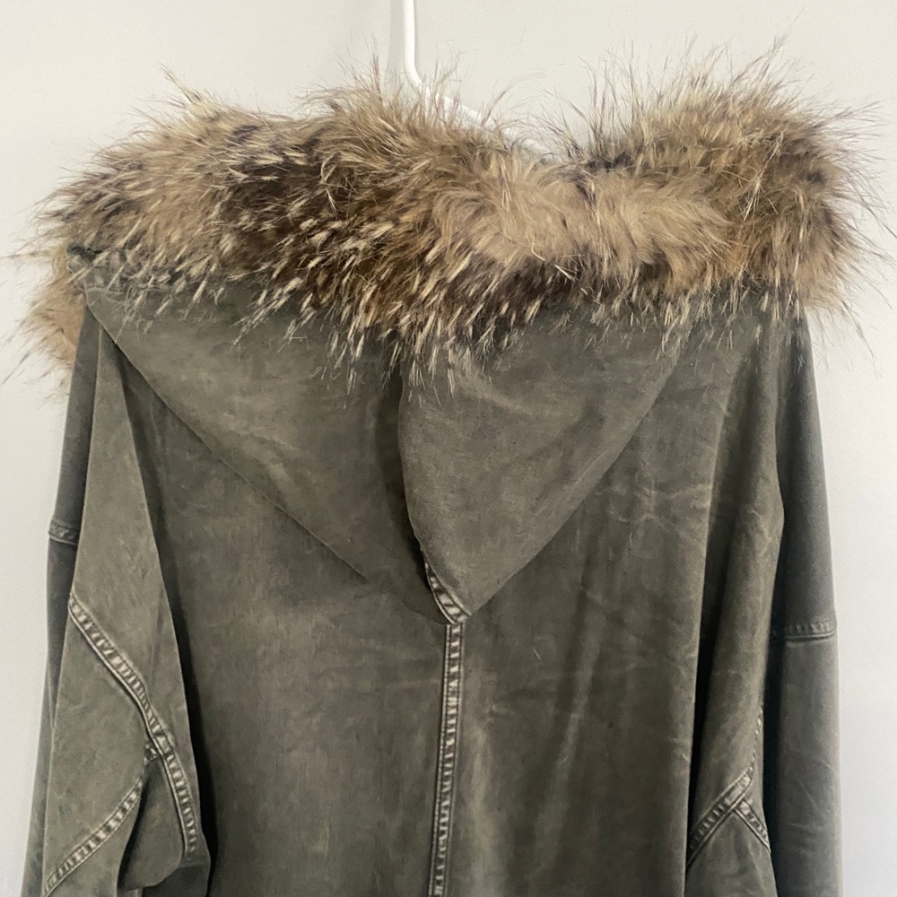 Splendid Dune Faux Fur Trim Cargo Anorak Jacket in Vintage Army size Small - Picture 7 of 11